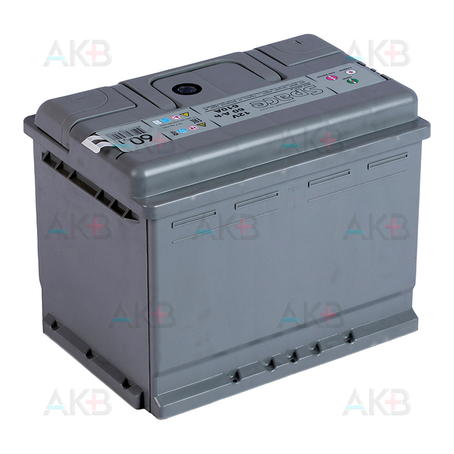 Автомобильный аккумулятор Space 6СТ-60VLA 12V 60Ач п/п 610А (242x175x190) ca/ca