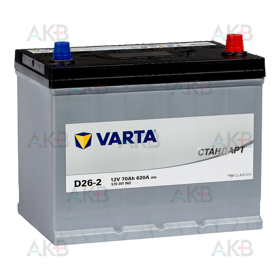 Автомобильный аккумулятор VARTA Стандарт 70 Ач 620А обр. пол. (260x175x224) 6СТ-70.0 D26-2