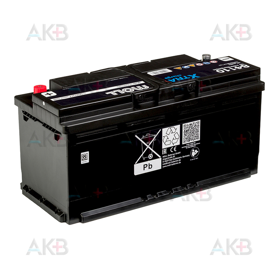 Автомобильный аккумулятор Moll X-TRA charge 110 Ач 900A обр. пол. (393х175х190) 84110
