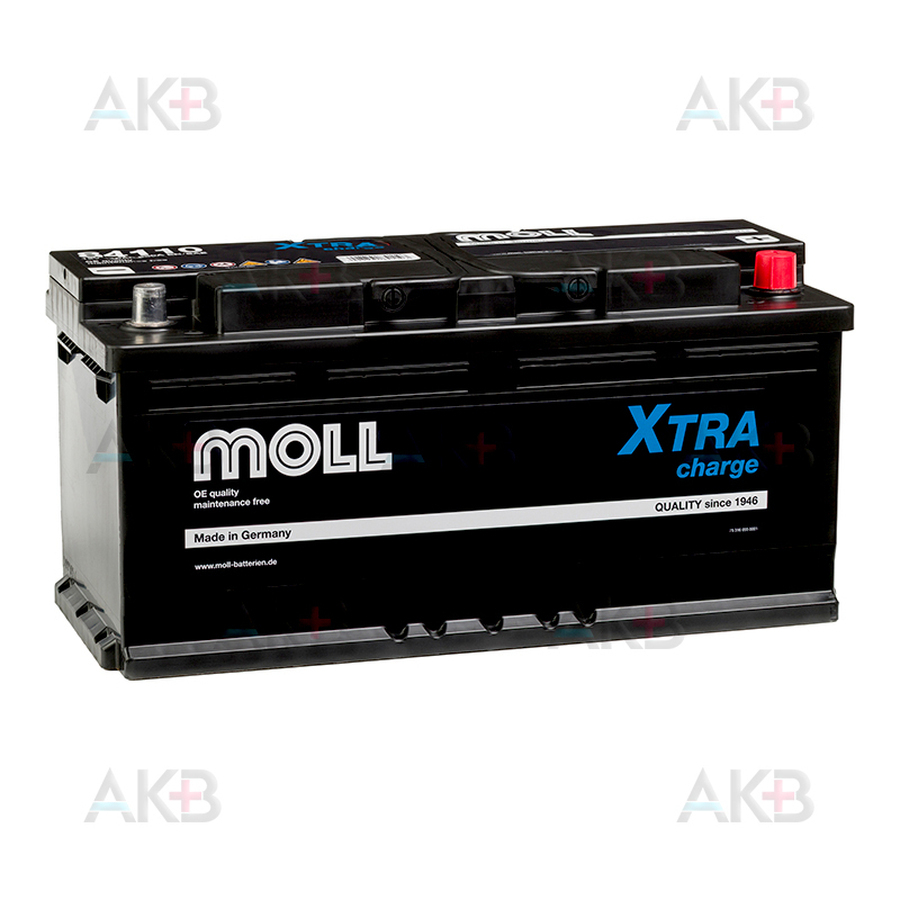 Автомобильный аккумулятор Moll X-TRA charge 110 Ач 900A обр. пол. (393х175х190) 84110