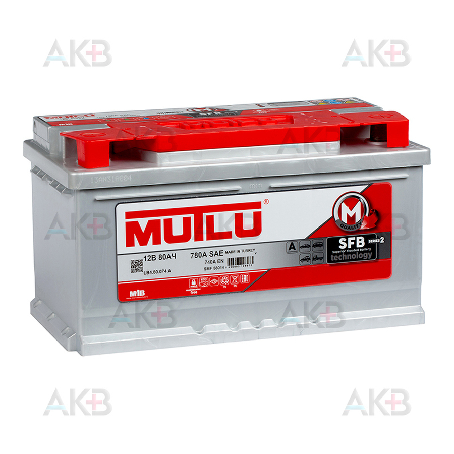 Автомобильный аккумулятор Mutlu SFB 2 58014 80Ач 740A обр. пол. (315x175x175) LB4.80.074.A низкий