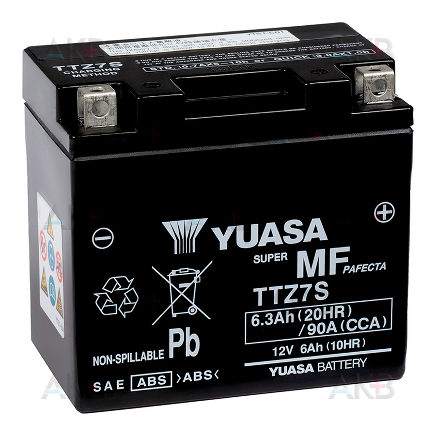 Мото аккумулятор Yuasa TTZ7S - 6,3 Ач 90А (113x70x105) обр. пол. AGM