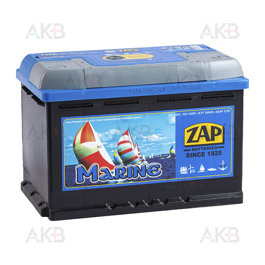 Автомобильный аккумулятор Zap Marine 75 Ач (275х175х190) 857 50