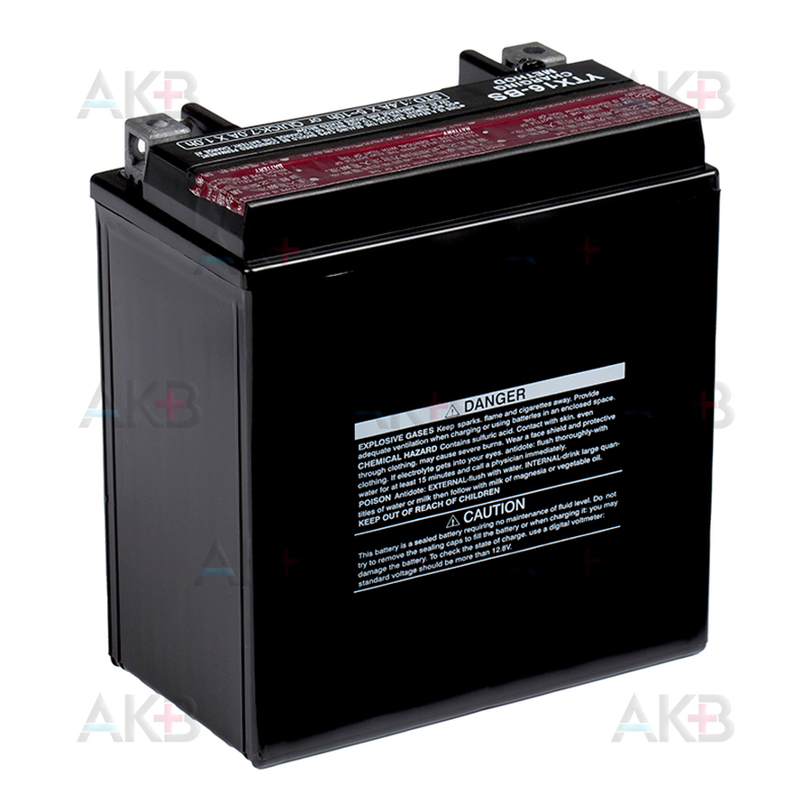 Мото аккумулятор Yuasa YTX16-BS - 14,7 Ач 230А (150x87x161) прям. пол. AGM сухозаряж