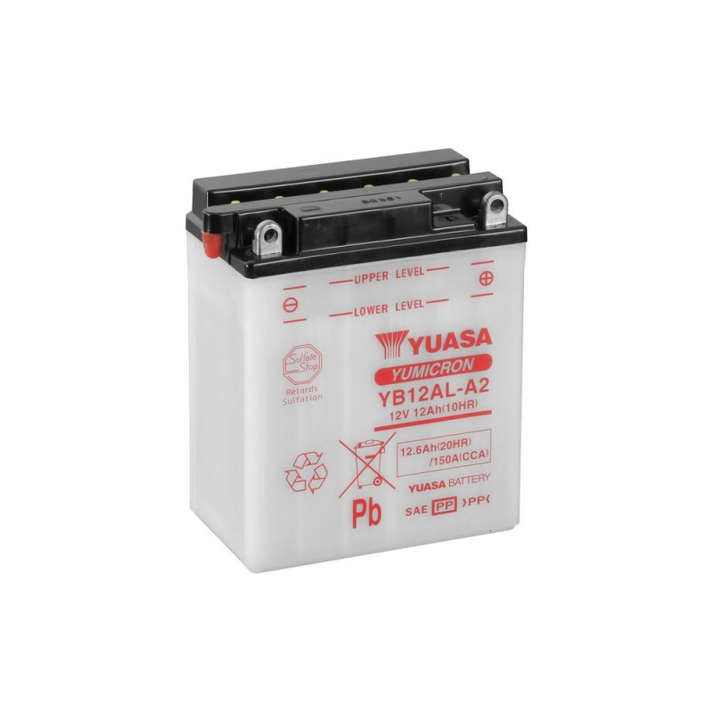 Мото аккумулятор Yuasa YB12AL-A2 12V 12.6Ah 150A (134x80x160) обр. пол. Heavy Duty сухозаряж.