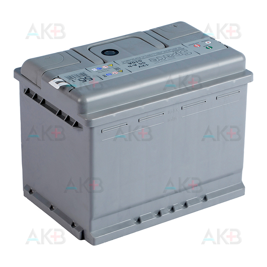 Автомобильный аккумулятор Space 6СТ-55VLA 12V 55Ач п/п 510А (242x175x190) ca/ca