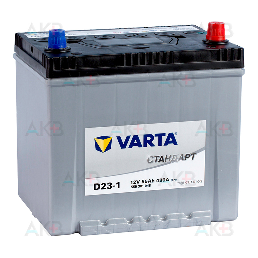Автомобильный аккумулятор VARTA Стандарт 55 Ач 480А обр. пол. (232x173x225) 6СТ-55.0 D23-1