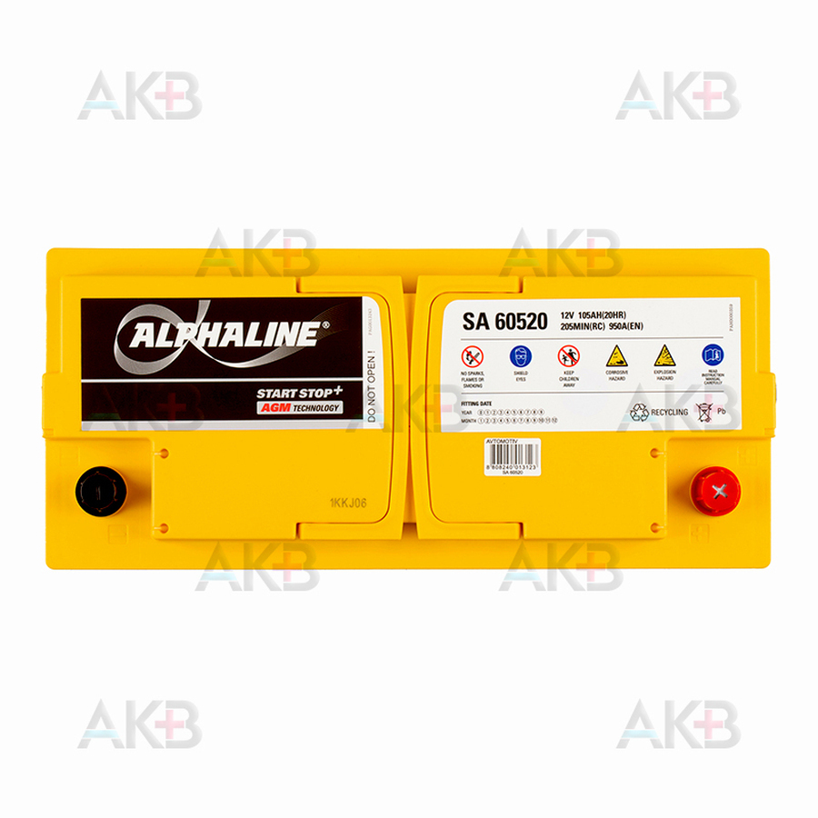 Автомобильный аккумулятор Alphaline AGM 105 Ач L6 950A (393x175x190) SA 60520