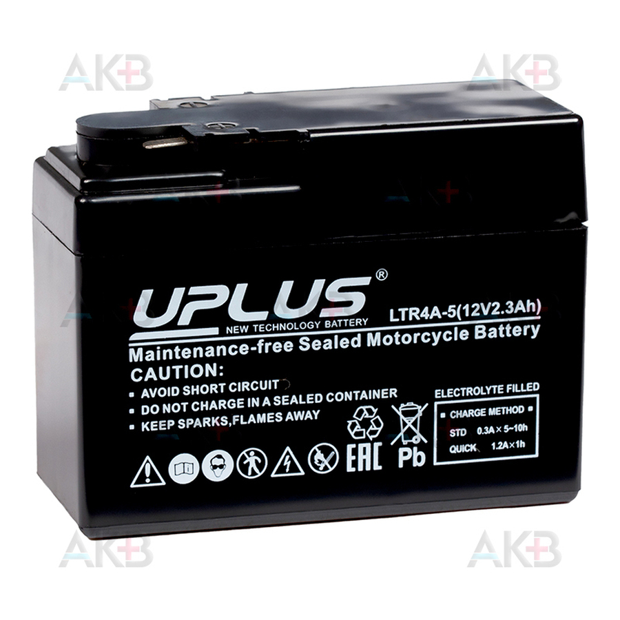 Мото аккумулятор Uplus LTR4A-5 12V 2.3Ah 55А (113x48x86) Super Start AGM