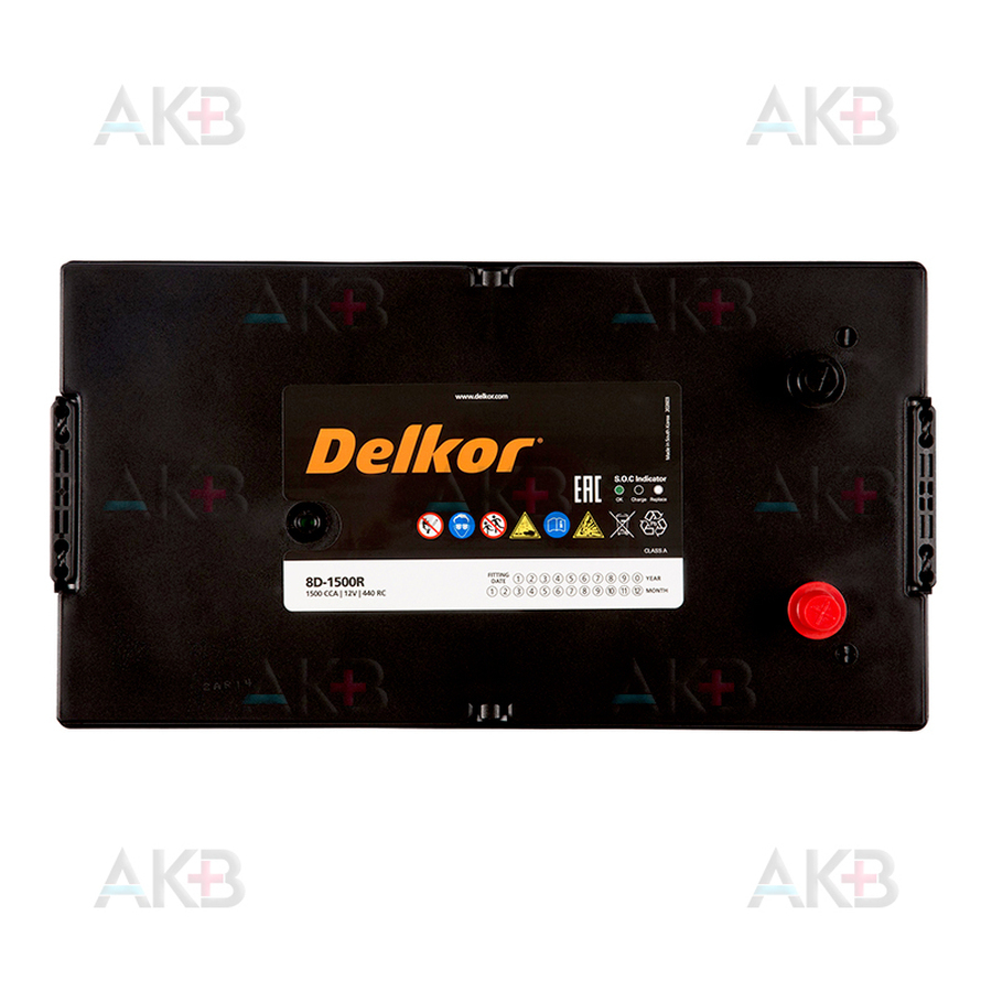 Автомобильный аккумулятор Delkor 8D-1500R 230 Ач обр. пол. 1500A (509x275x238)