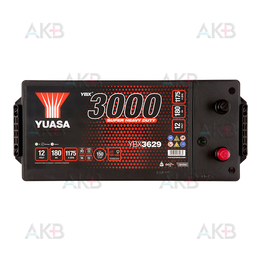 Автомобильный аккумулятор YUASA YBX3629 180 Ач 1175А обр. пол. (511x222x215)