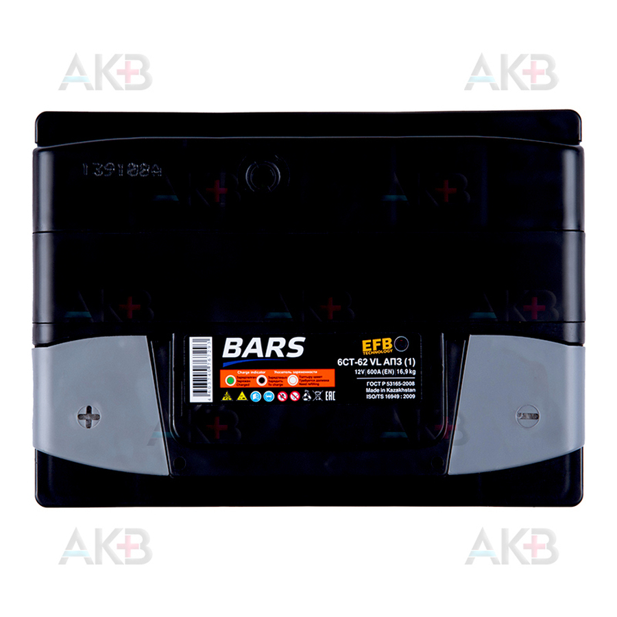 Автомобильный аккумулятор Bars EFB 62 Ач прям. пол. 600А (242x175x190)
