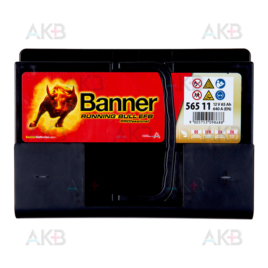 Автомобильный аккумулятор BANNER Running Bull EFB PROfessional (565 11) 65R 640A 241х175х190