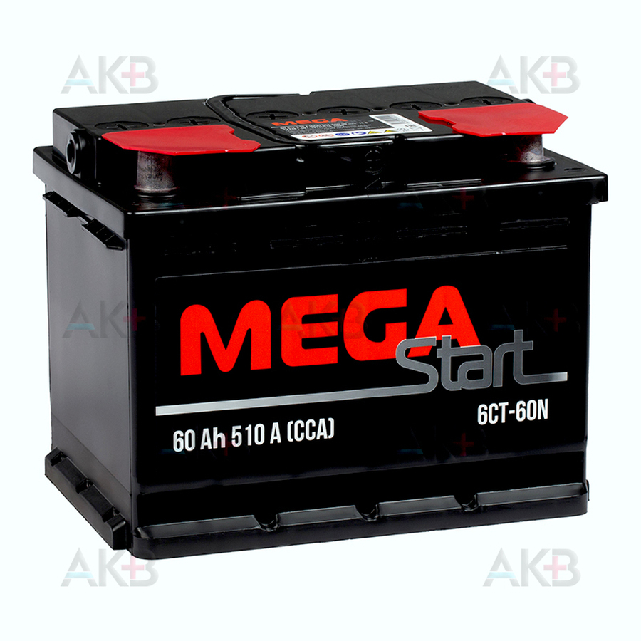 Автомобильный аккумулятор MEGA START 60 Ач 510A п.п. (242х175х190) 6СТ-60 N