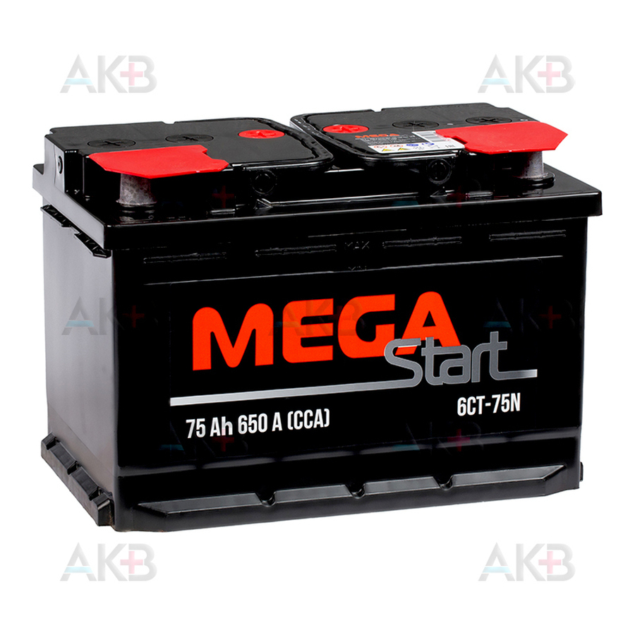 Автомобильный аккумулятор MEGA START 75 Ач 650A п.п. (278х175х190) 6СТ-75 N