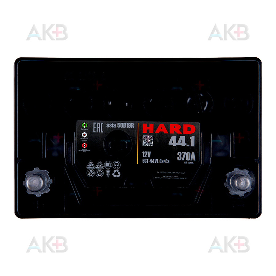 Автомобильный аккумулятор HARD ASIA 50B19R 44 Ач 370A п.п. (187x127x227) ca/ca Silver