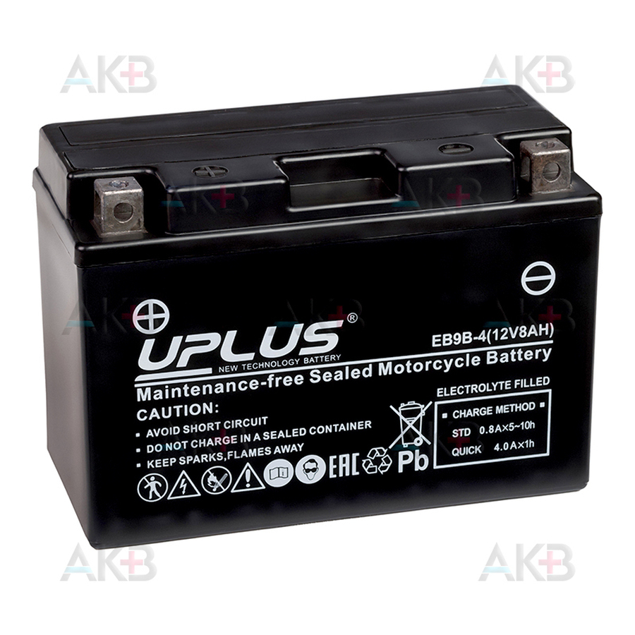 Мото аккумулятор Uplus EB9B-4 12V 8Ah 115А прям.пол. (150x70x105) Super Start AGM YT9B-4
