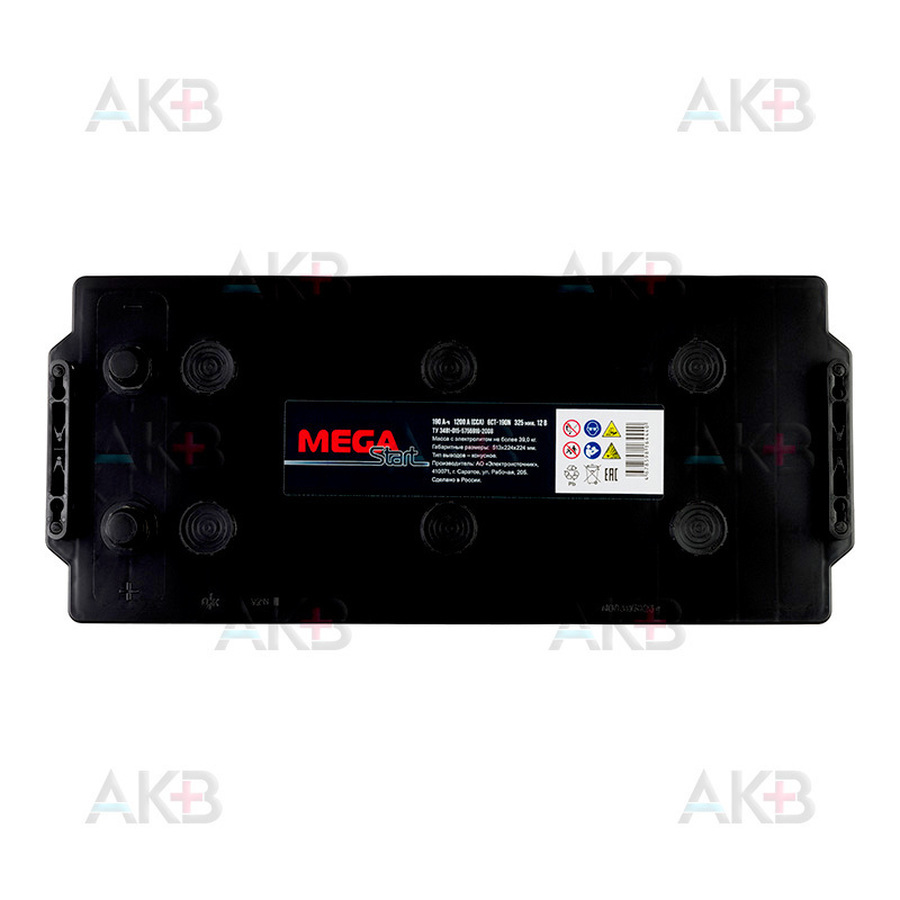 Автомобильный аккумулятор MEGA START 190 Ач 1200A п.п. (513х223х217) 6СТ-190N конус