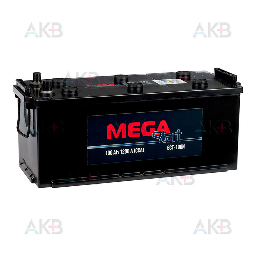 Автомобильный аккумулятор MEGA START 190 Ач 1200A п.п. (513х223х217) 6СТ-190N конус