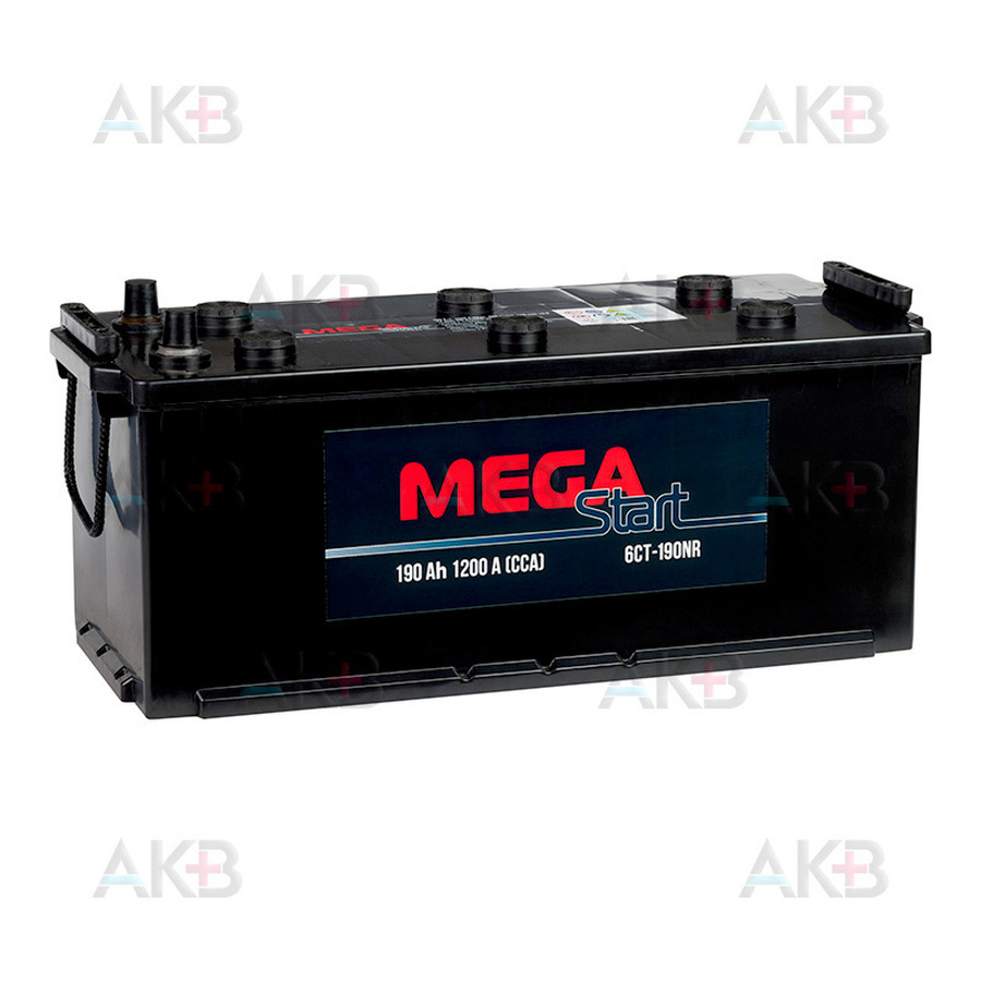 Автомобильный аккумулятор MEGA START 190 Ач 1200A обратная пол. (513х223х217) 6СТ-190NR