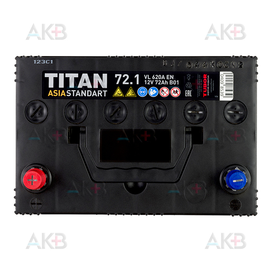Автомобильный аккумулятор Titan Asia Standart 72 Ач 620А прям. пол. (258x175x221) 6СТ-72.1 VL B01