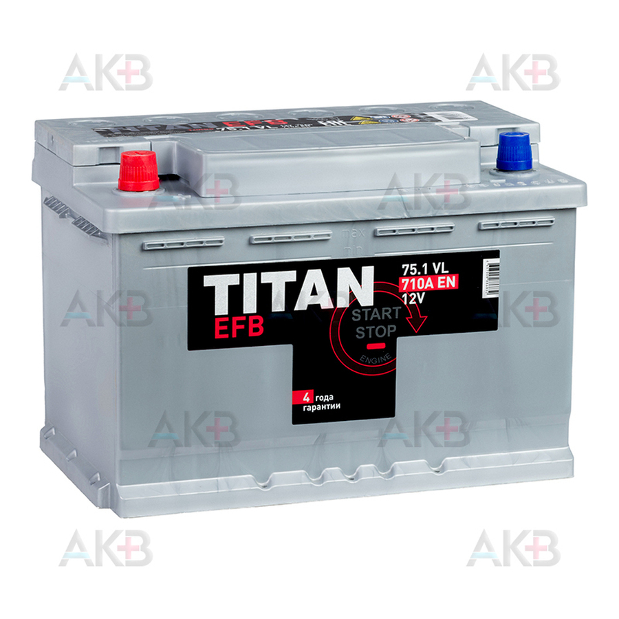 Titan efb 6ст. Титан EFB 75. Аккумулятор Titan Classic 6ст-75.1 VL. Аккумулятор Титан Азия EFB 75. Аккумуляторная батарея 75 Ач Титан EFB О/П.