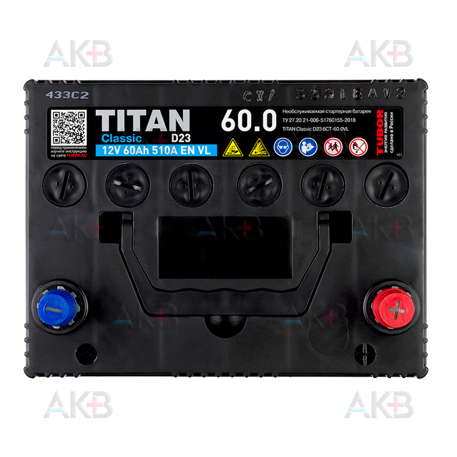 Автомобильный аккумулятор Titan Classic 60 Ач 510A обр. пол. (230x175x223) D23 6CT-60.0 VL