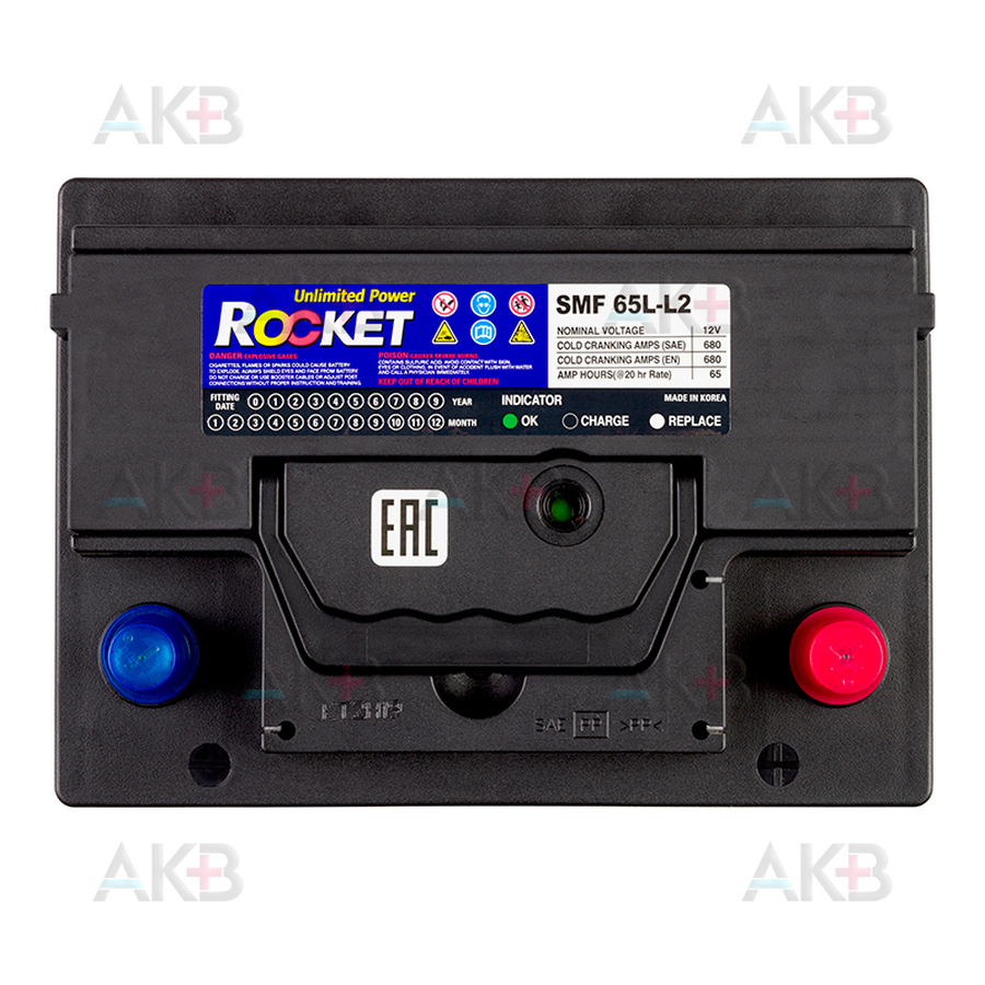 Автомобильный аккумулятор Rocket 65Ah 680A обр. пол. (242x175x190) SMF 65L-L2