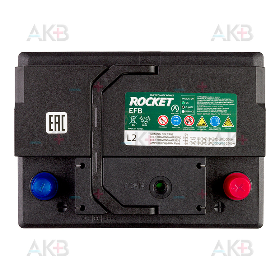 Автомобильный аккумулятор Rocket EFB L2 60 Ah 560A обр. пол. (242x175x190)