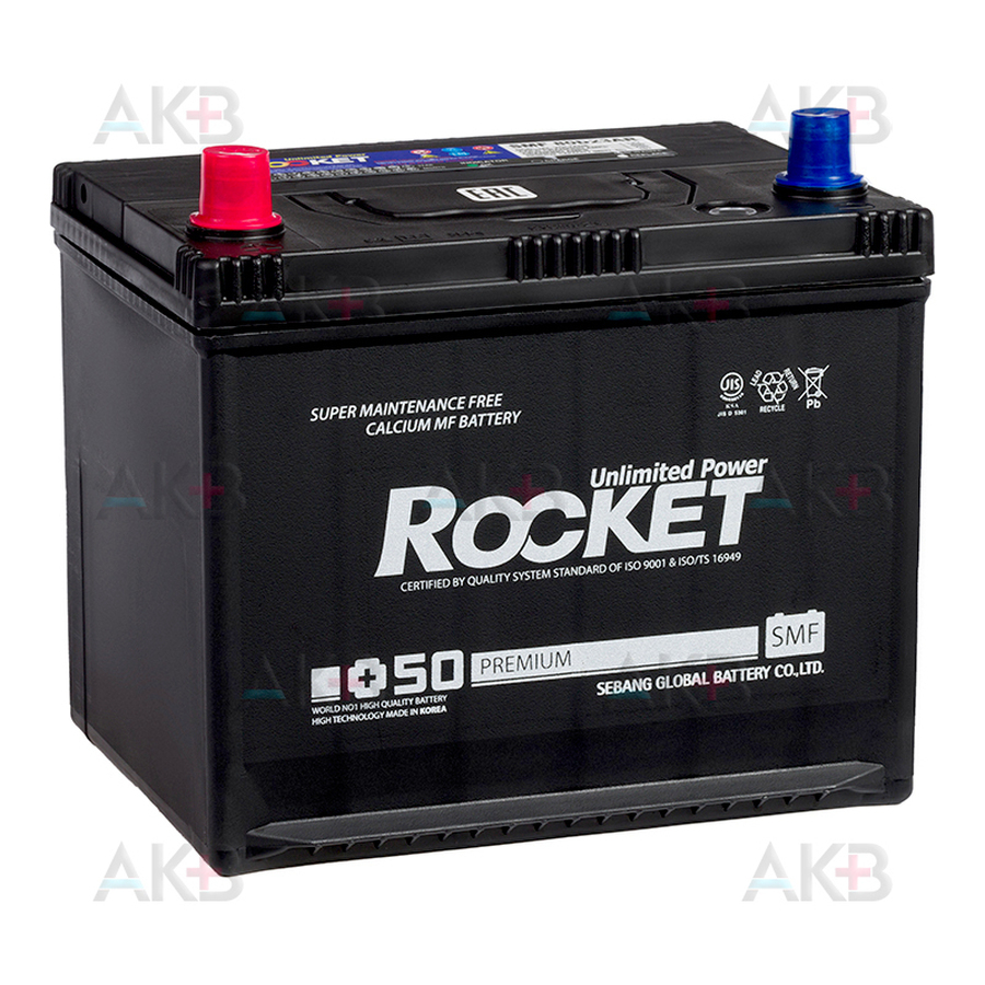 Автомобильный аккумулятор Rocket 90D23AR 62Ah 700A прям. пол. (230x173x205) низкий