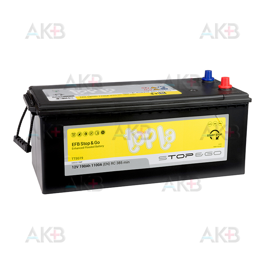 Автомобильный аккумулятор Topla EFB Stop-n-Go 190 Ah 1100A обр. пол. (513х222х221) TTSG19 69032SMF