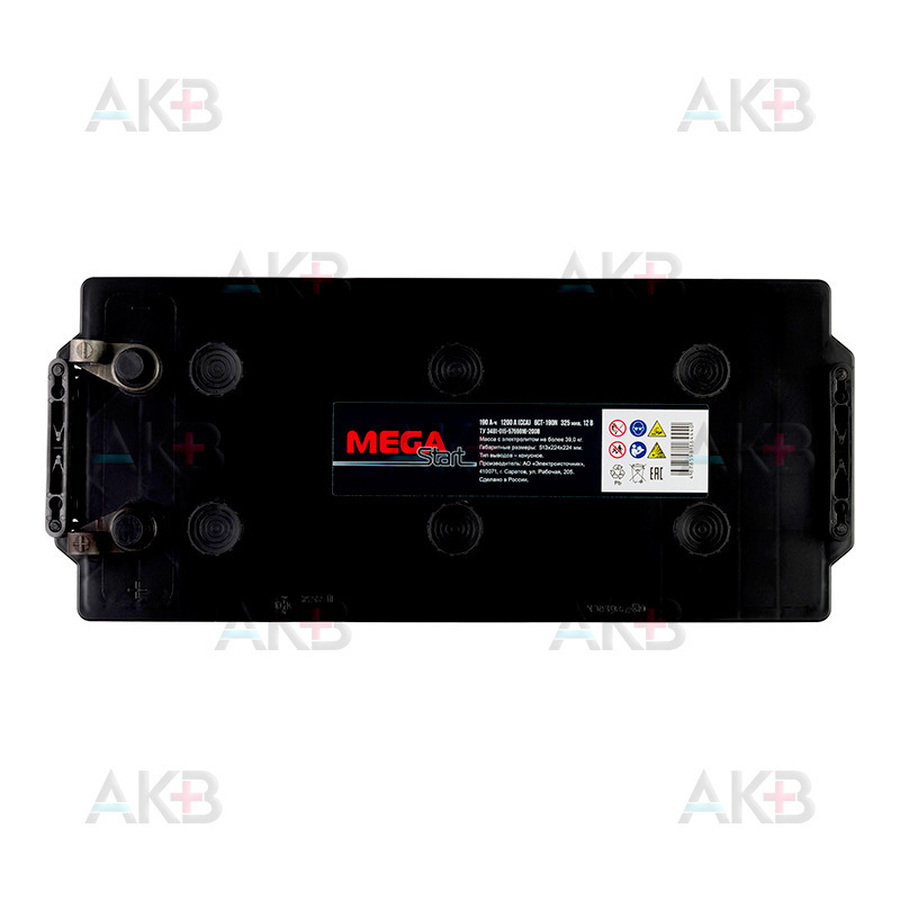 Автомобильный аккумулятор MEGA START 190 Ач 1200A прямая пол. (513х223х217) 6СТ-190N униклемма