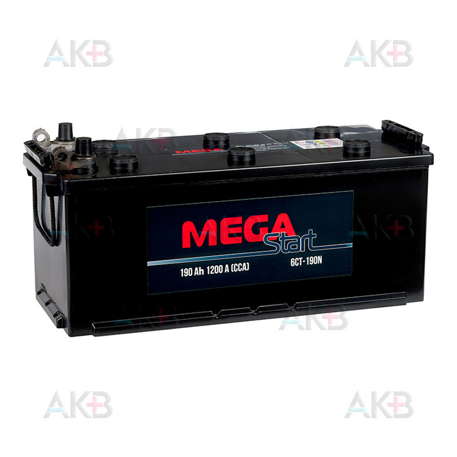 Автомобильный аккумулятор MEGA START 190 Ач 1200A прямая пол. (513х223х217) 6СТ-190N униклемма