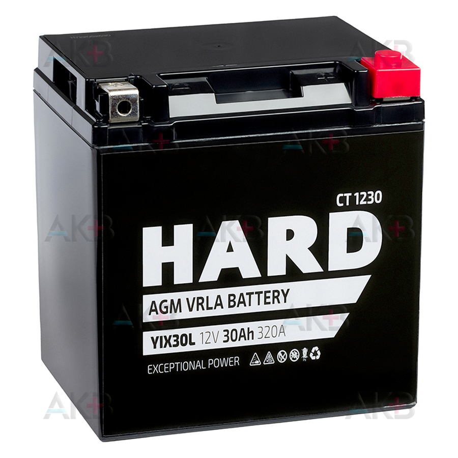 Мото аккумулятор HARD YIX30L 12V 30Ah 320А (166х126х175) CT 1230 обр. пол.