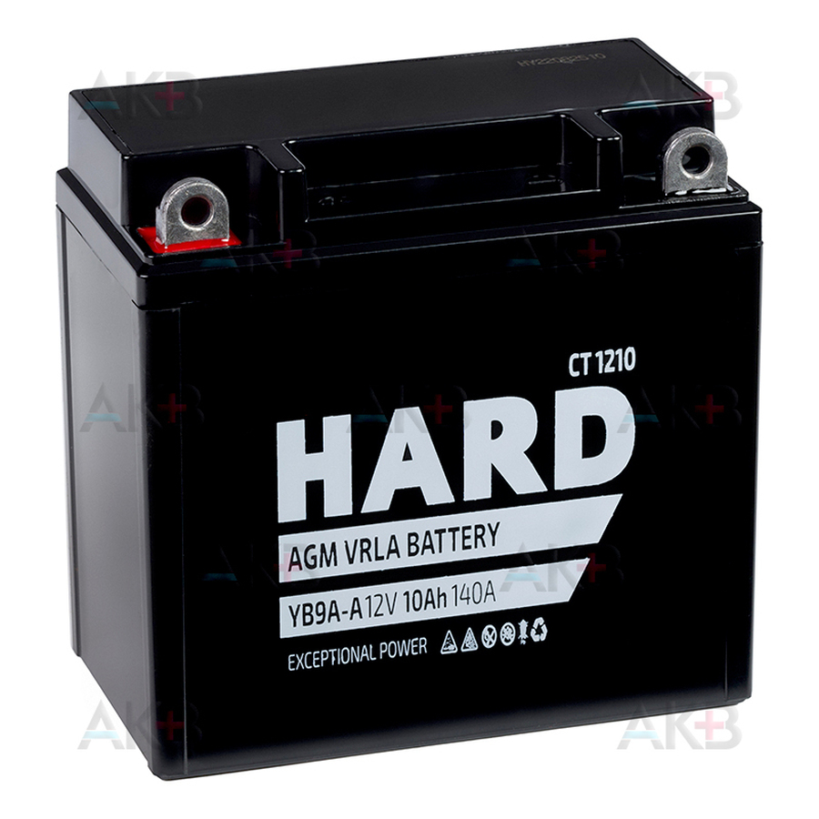 Мото аккумулятор HARD YB9A-A 12V 10Ah 140А (137x77x135) CT 1210 прям. пол.