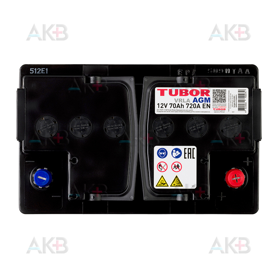 Автомобильный аккумулятор TUBOR AGM 70Ah 720A (278x175x190) 6СТ-70.0 VRLA