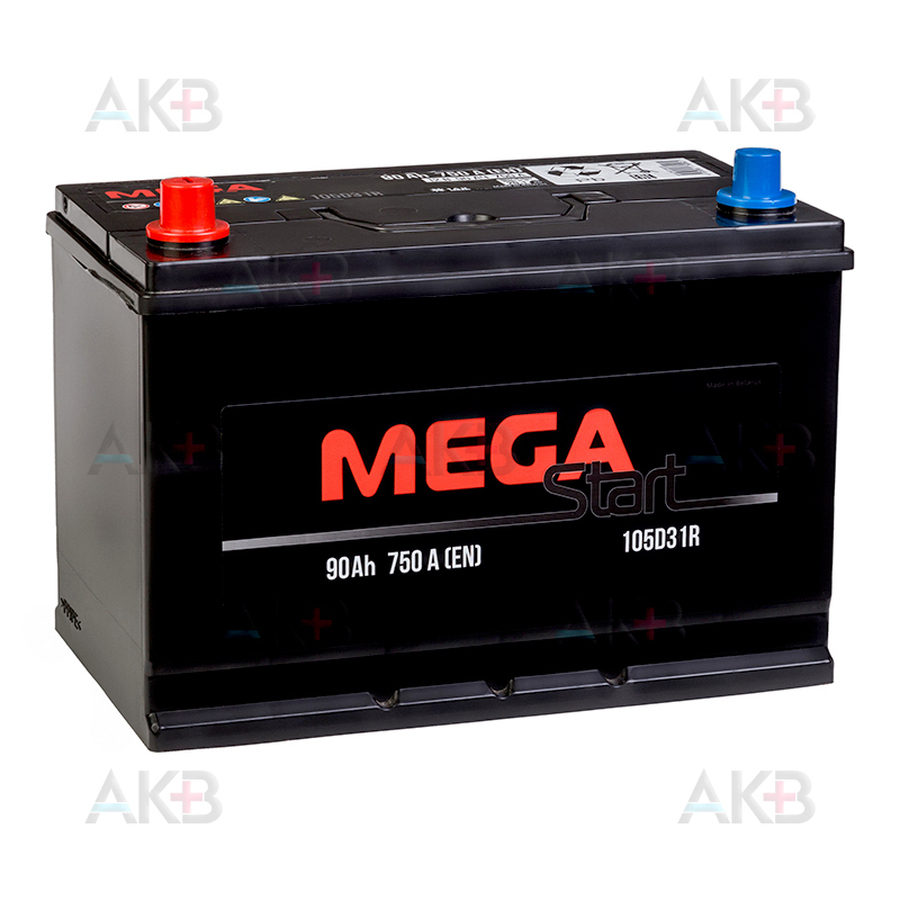 Автомобильный аккумулятор MEGA START 105D31R 90Ah 750A прям. пол. (303x175x225)