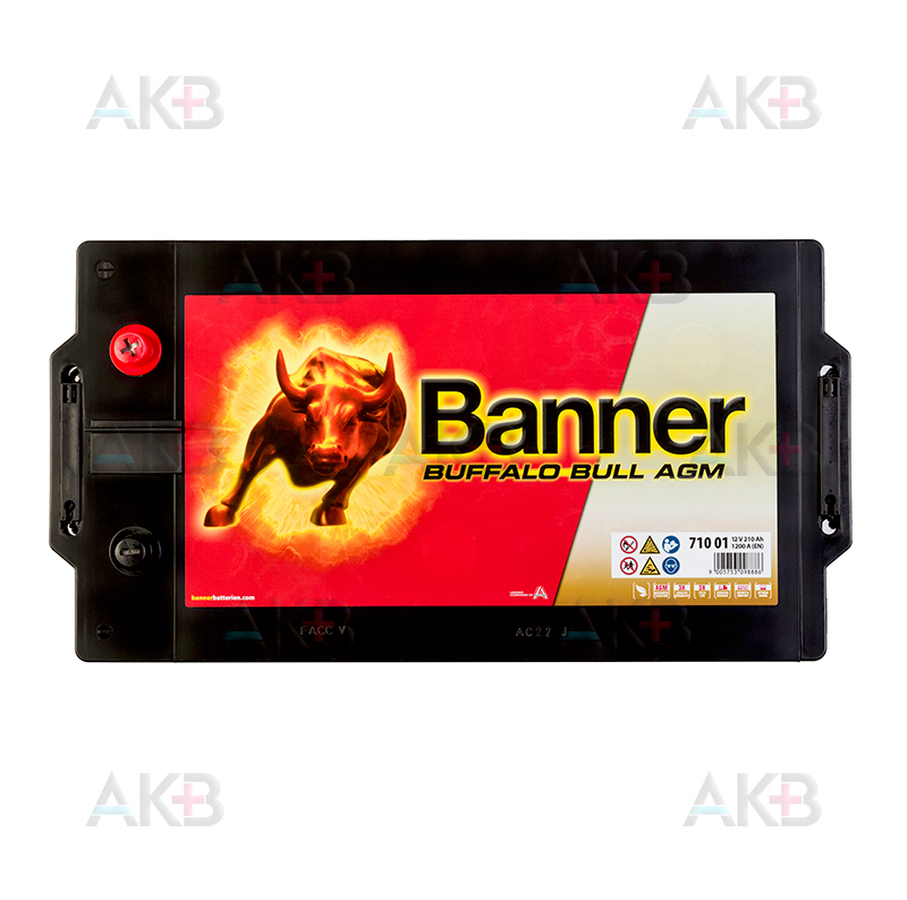 Автомобильный аккумулятор BANNER Buffalo Bull AGM (71001) 210Ah 1200A 517x273x212