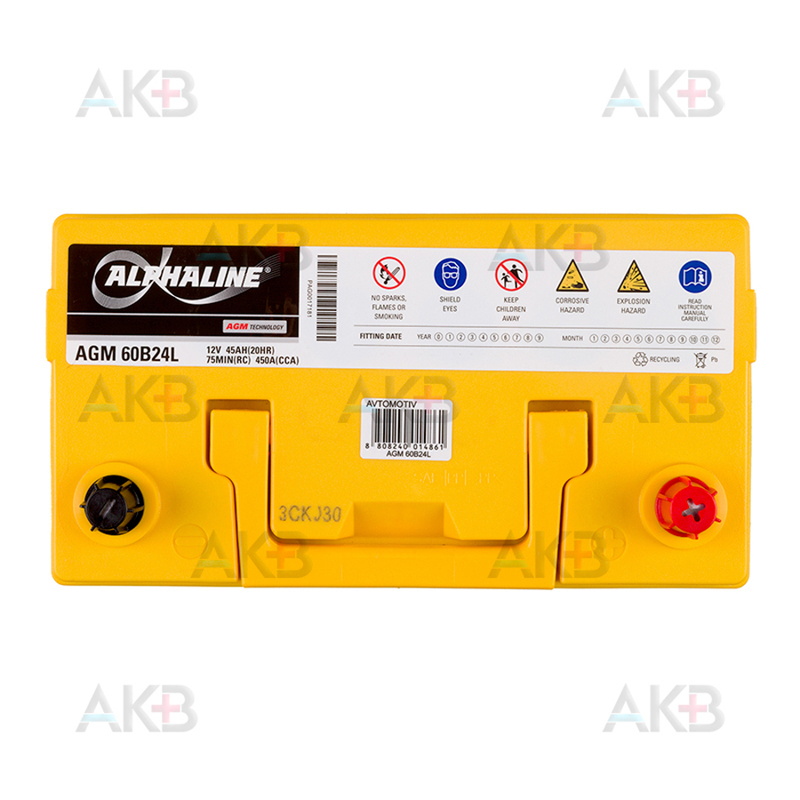 Автомобильный аккумулятор Alphaline AGM 45Ah 370A п.п. AX S60B24R (230x127x220) Start-Stop