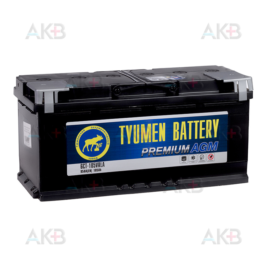 Автомобильный аккумулятор Tyumen Battery Premium AGM 105Ah обр. пол. 950A (393x175x190) 6СТ-105VRLA