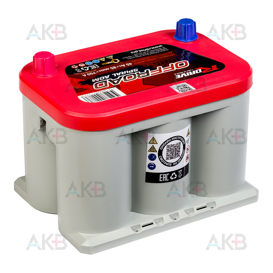 Автомобильный аккумулятор RDrive SPIRAL OFFROAD AGM LB2EU 45Ah 750A (239х174х158) EUS-045075LB2