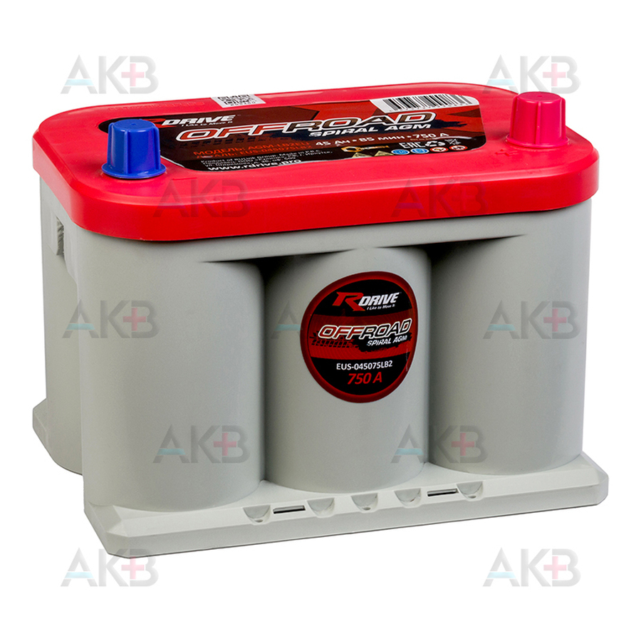 Автомобильный аккумулятор RDrive SPIRAL OFFROAD AGM LB2EU 45Ah 750A (239х174х158) EUS-045075LB2