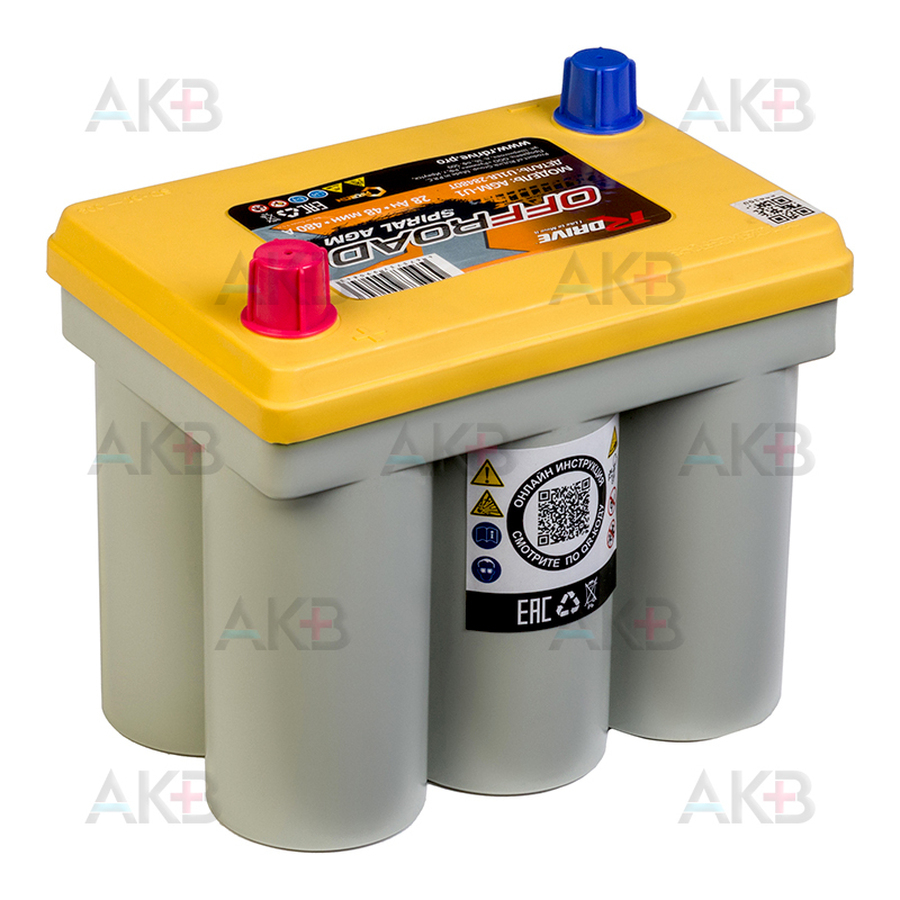 Автомобильный аккумулятор RDrive SPIRAL OFFROAD AGM-U1 12V 28Ah 480A (203х139х179) U1LR-28480T