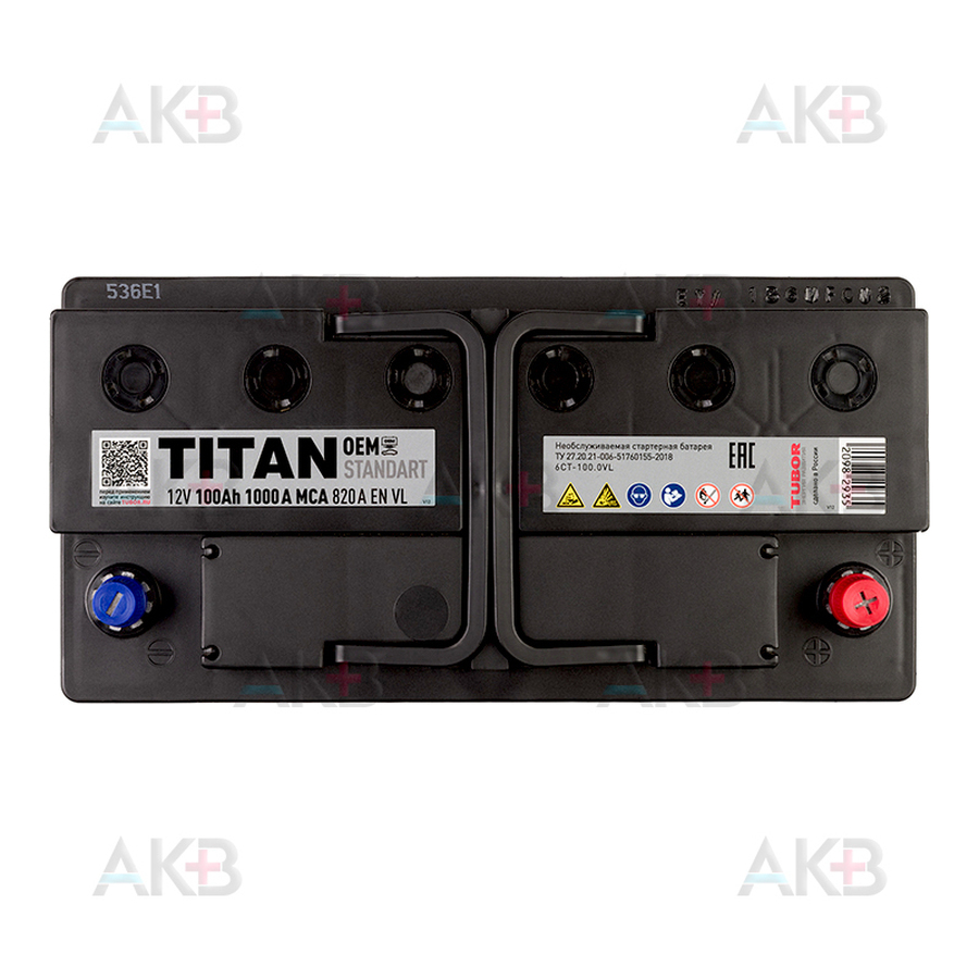Автомобильный аккумулятор Titan Standart 100R 820A 353x175x190
