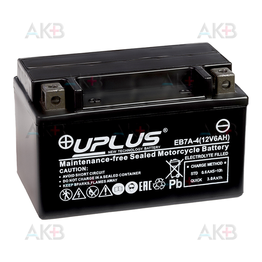 Мото аккумулятор Uplus High Performance AGM EB7A-4 12V 6Ah 100А (150x87x93) прям. пол.