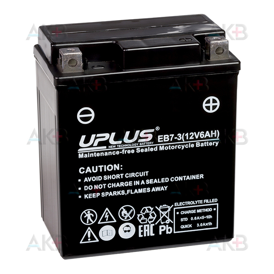Мото аккумулятор Uplus High Performance AGM EB7-3 12V 6Ah 85А (114x71x131) обр. пол.