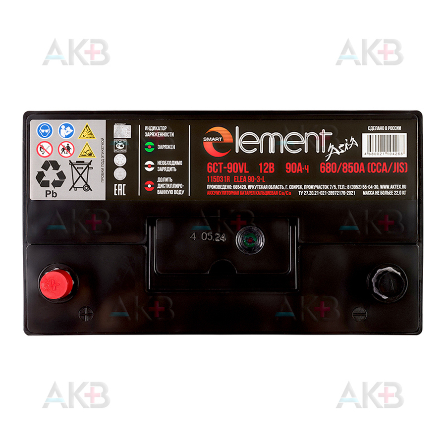 Автомобильный аккумулятор Smart Element 105D31R 90Ач 680A прям. пол. (300x175x225)