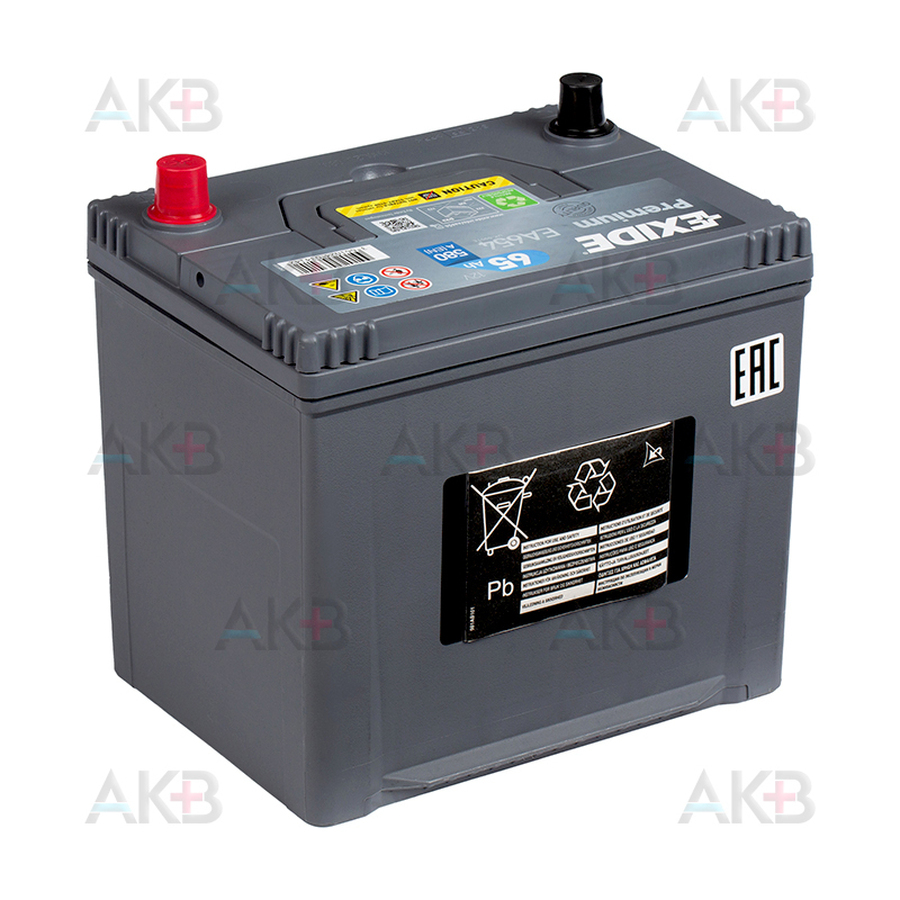 Автомобильный аккумулятор Exide Premium 65R (580А 230x173x222) EA654