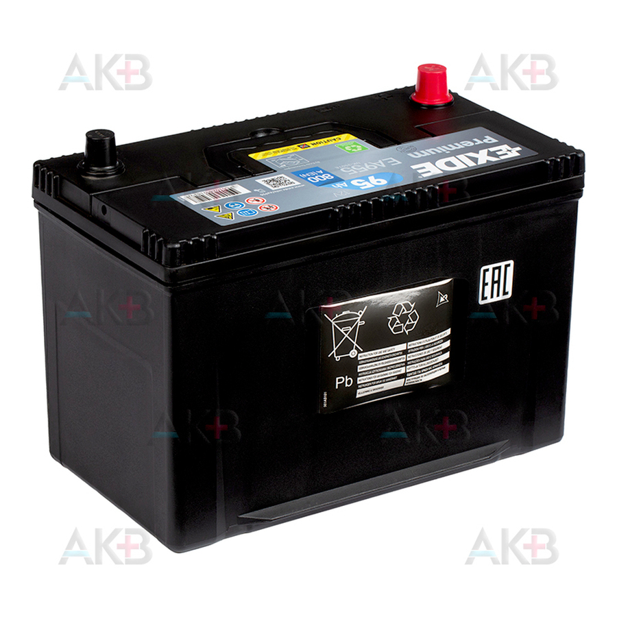 Автомобильный аккумулятор Exide Premium 95L (800А 306х173х225) EA955