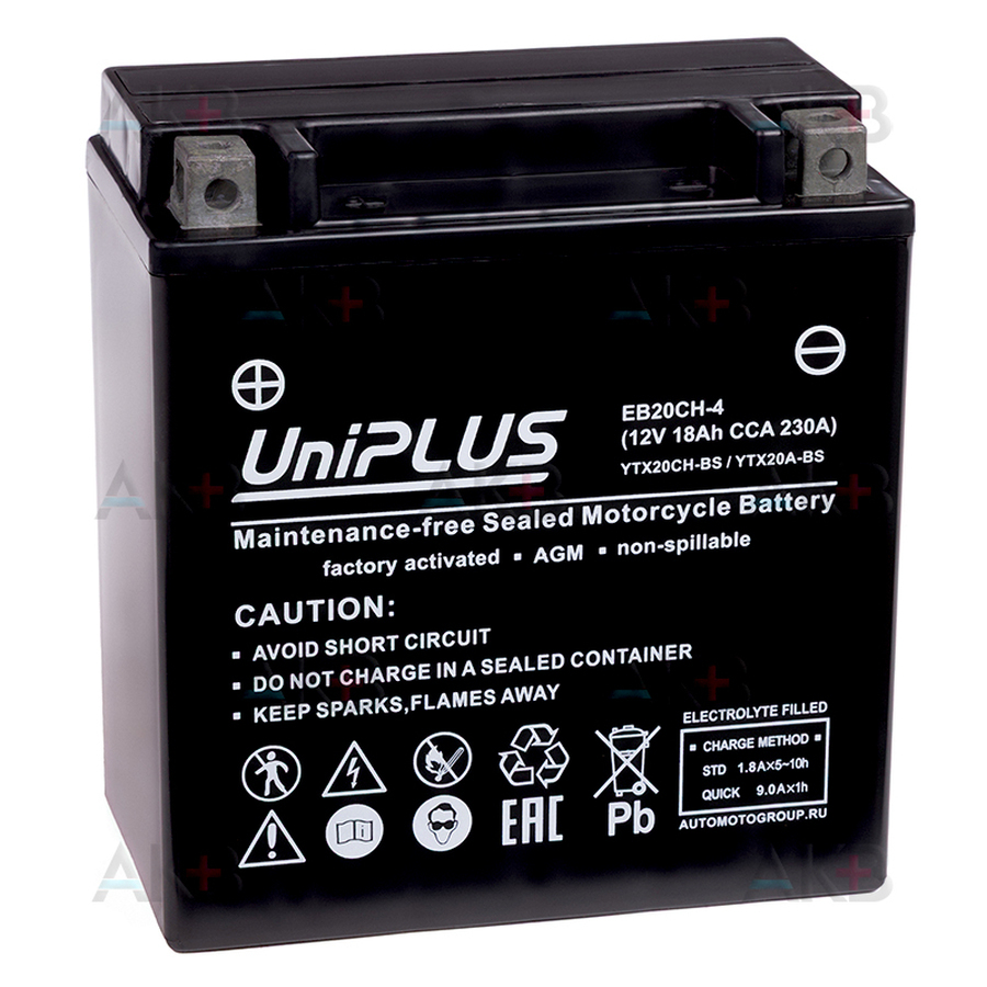 Мото аккумулятор UniPLUS EB20CH-4 12V 18Ah 230А прям. пол. (150x87x161) High Performance